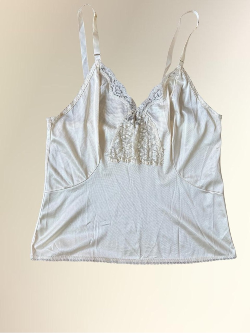 Vintage 70s Sears Ivory Lace-Trim Camisole